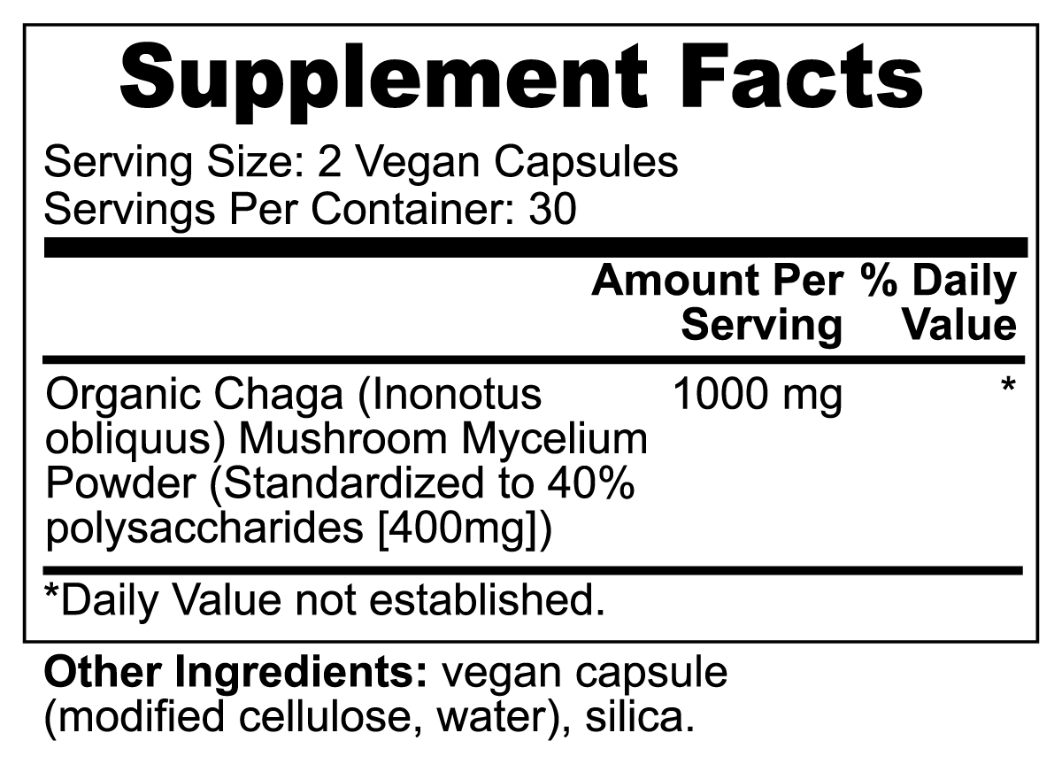 Chaga Mushroom 1000mg Vegan Capsules